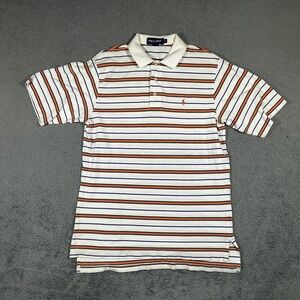 Vintage Polo Ralph Lauren Golf Polo Shirt Striped Orange White Men's Large #1907